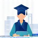 Icon representing a student reading a book